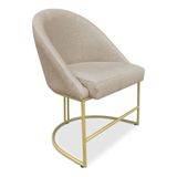 Cadeira Poltrona De Jantar Bela Veludo Bege Base Metálica Industrial Dourado - Pallazio