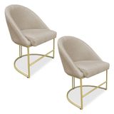 Kit 02 Cadeiras Poltrona De Jantar Bela Veludo Base Metálica Industrial Dourado - Pallazio Cor Preto