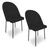 Kit 2 Cadeiras Poltrona De Jantar Ariel Suede Preto Pés De Ferro Preto - Pallazio