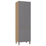 Paneleiro Duplo 70cm 4 Portas Slim Luciane Móveis Freijó-cinza Puro