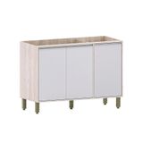 Balcão De Pia Sem Tampo Para Cozinha 120cm 3 Portas Art Luci Pátina-cinza Cristal