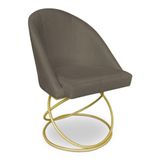 Cadeira Poltrona De Jantar Bela Suede Marsala Base Metálica Luxo Dourado - Pallazio