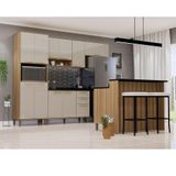 Cozinha Modulada Com Bancada Completa 6 Peças Com Tampos E S Avelã-mocca Laca