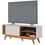 Rack Bancada Para Tv 60 Pol 160cm Diana Off White Freijó C05 Mpozenato