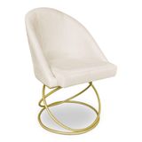 Cadeira Poltrona De Jantar Bela Suede Base Metálica Luxo Dourado - Pallazio Cor Preto
