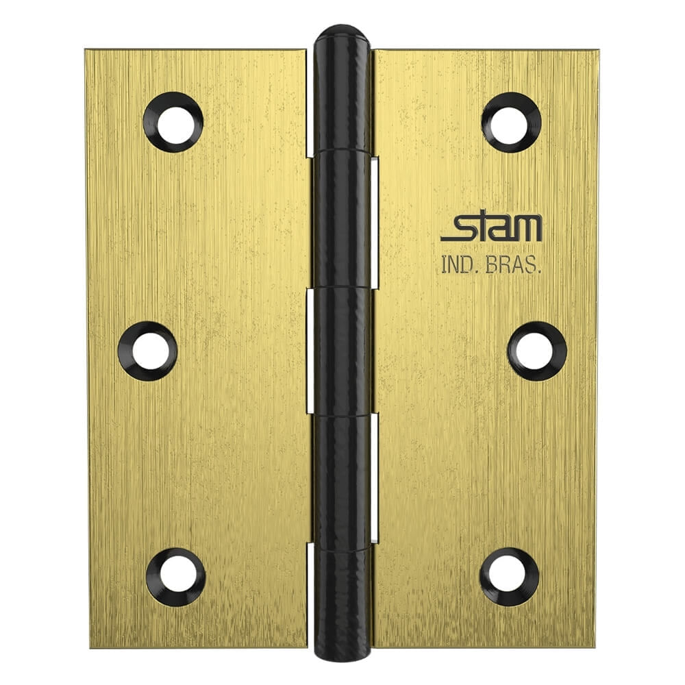 Dobradiça 3.1/2" X 3" X 1,9mm Oxidado Com Pino Reverśivel E Canto Reto - 42083 - Stam Stam