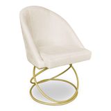 Cadeira Poltrona De Jantar Bela Veludo Base Metálica Luxo Dourado - Pallazio Cor Azul Marinho
