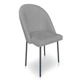 Cadeira Poltrona De Jantar Ariel Suede Grafite Pés De Ferro Preto - Pallazio