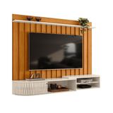 Painel Para Tv 75 Polegadas Com Bancada Suspensa 206cm Monza Cinamomo-off White - Pallazio
