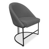 Cadeira Poltrona De Jantar Bela Veludo Grafite Base Metálica Industrial Preto - Pallazio