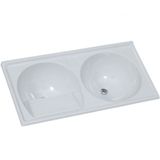 Tanque De Mármore Sintético Duplo N°1 Com 100x52cm Branco Pedra Clara - 507407 - A.j.rorato A.j.rorato