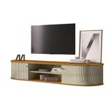 Rack Bancada Suspensa Para Tv 75 Polegadas 183cm Onix Cumaru-opala - Pallazio