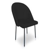 Cadeira Poltrona De Jantar Ariel Suede Preto Pés De Ferro Preto - Pallazio