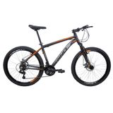 Bicicleta Aro 26 Rino Everest - 21 Vel. Cambios Shimano - Preto/laranja - 17