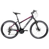Bicicleta Aro 26 Rino Everest - 21 Vel. Cambios Shimano - Preto/pink - 17