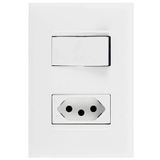 Interruptor Simples De 10 Ampères E Tomada 2p+t De 20 Ampères 4x2 Branco - 615073bc - Pial Pial Plus+