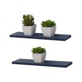 Kit 2 Prateleiras 70X20cm Azul com Suporte Invisível