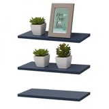 Kit 3 Prateleiras 90 X 10cm Azul Suporte Invisível