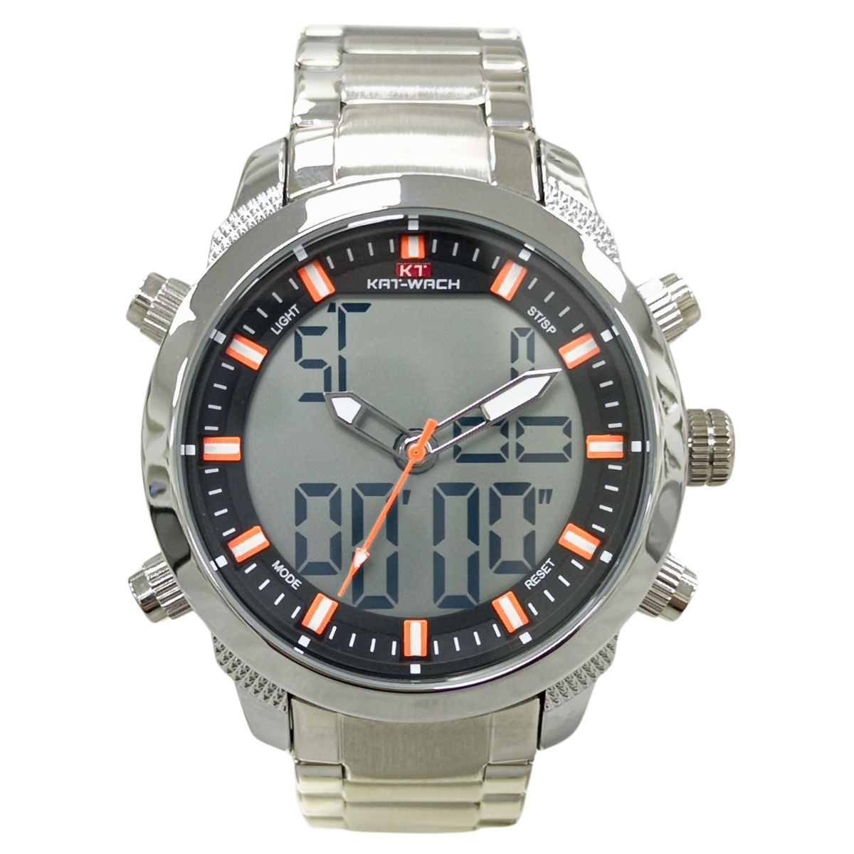 Relógio Masculino Kat-wach Anadigi Kt1124 Prata