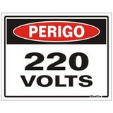 Placa De Poliestireno Auto-adesiva 20x15cm Perigo 220 Volts - 220 Ay - Sinalize Sinalize