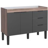 Gabinete Em Madeira Flamingo Tamarindo E Preto Para Pias De 1,20 Metro Com 2 Portas E 3 Gavetas - P100102 - Cozimax Cozimax
