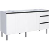 Gabinete Em Aço Gaia Branco Com Detalhe Preto Para Pias De 1,80 Metro - P101304 - Cozimax Cozimax