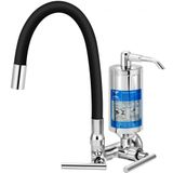 Torneira Com Filtro Para Cozinha Abs Omega 1/4 De Volta Bica Articulável C61 Preta E Cromada De Parede - Vtf262cwb - Esteves Esteves
