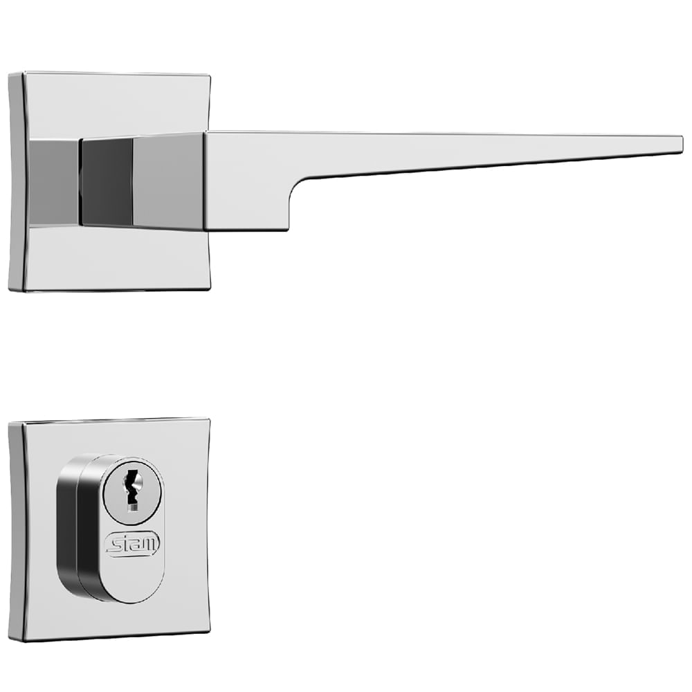 Fechadura Classic Polaris 3200 Com Roseta Quadrada Para Exterior Cromada - 30025 - Stam Stam