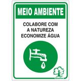 Placa De Poliestireno Auto-adesiva 20x30cm Economize Água - 250 Cc - Sinalize Sinalize