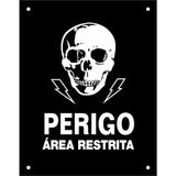 Placa Decorativa Ps 18x23cm Perigo, Área Restrita - Dec10 - Sinalize Sinalize