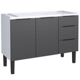 Gabinete Para Cozinha Aço Jupiter 1,17m Preto Para Pia De 1,20m - P101710 - Cozimax Cozimax