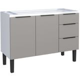 Gabinete Em Aço Júpiter Cinza Para Pias De 1,20 Metro Com 2 Portas E 3 Gavetas - P101880 - Cozimax Cozimax
