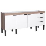 Gabinete Em Madeira Flamingo Tamarindo E Branco Para Pias De 2,00 Metros Com 3 Portas E 3 Gavetas - P100131 - Cozimax Cozimax