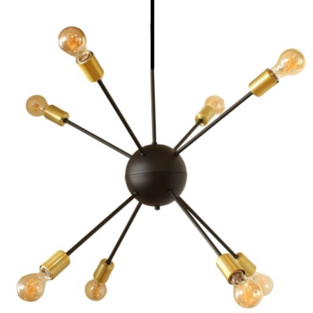 Pendente Mini Togo 8 Lâmpadas Preto Cobreado - Pd110/8pt_co - Kin Kin