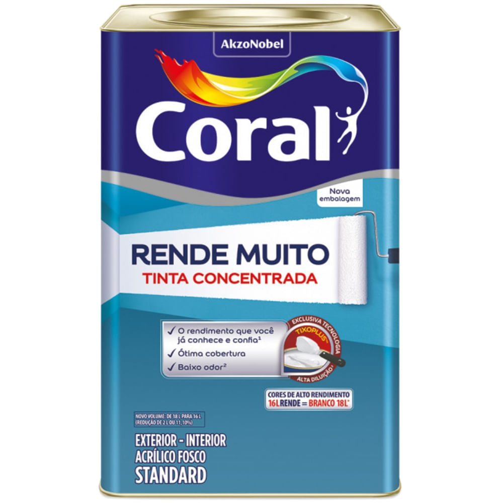 Tinta Acrílica Fosca Rende Muito Amarelo Frevo 16 Litros - 5763556 - Coral Coral