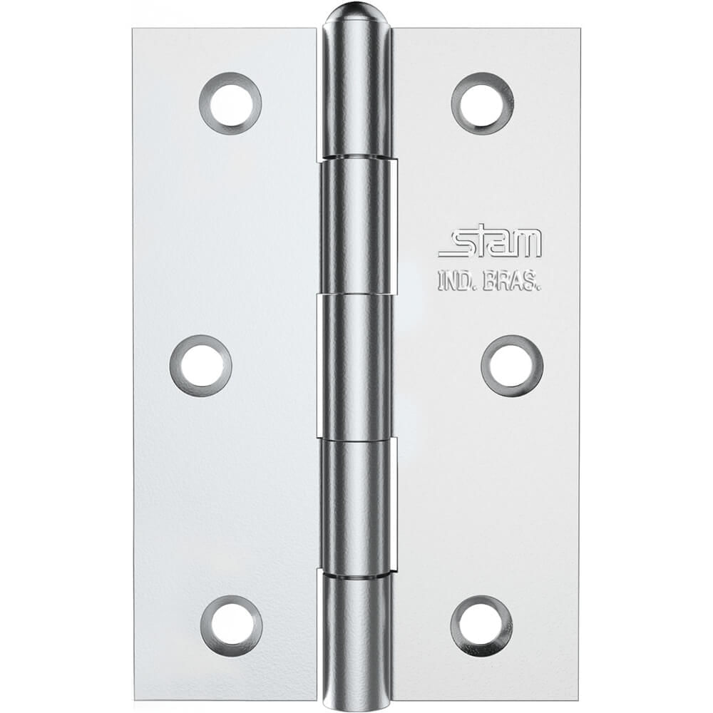 Dobradiça 3.1/2 X 2.5/16" X 1,5mm Com Pino Reversível E Canto Reto Galvanizado - 42052 - Stam Stam