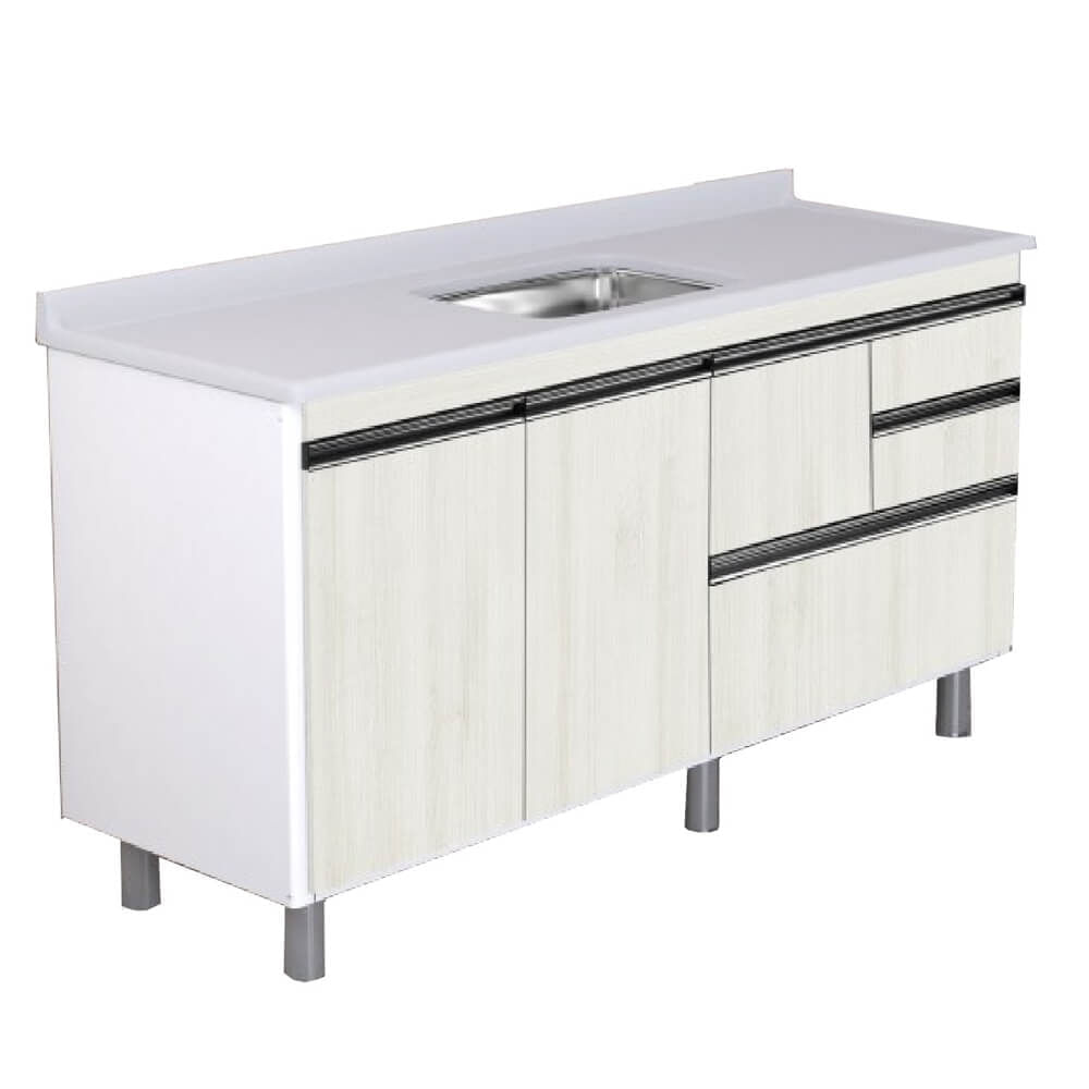 Armário Coliseu 144,1 Cm 2 Gavetas + Gavetão Nogal - 586229 - Aj Rorato A.j.rorato