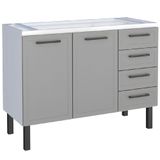 Gabinete Para Cozinha Aço Juno 1,17m Cinza Para Pia De 1,20m - P101221 - Cozimax Cozimax