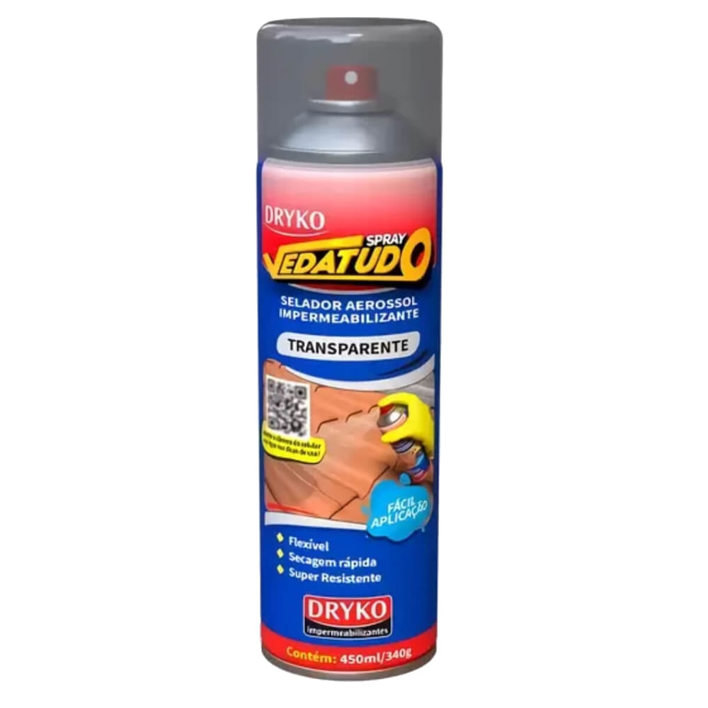Spray Impermeabilizante Emborrachado Vedatudo Transparente 400ml - Sprayimp-transp - Dryko Dryko