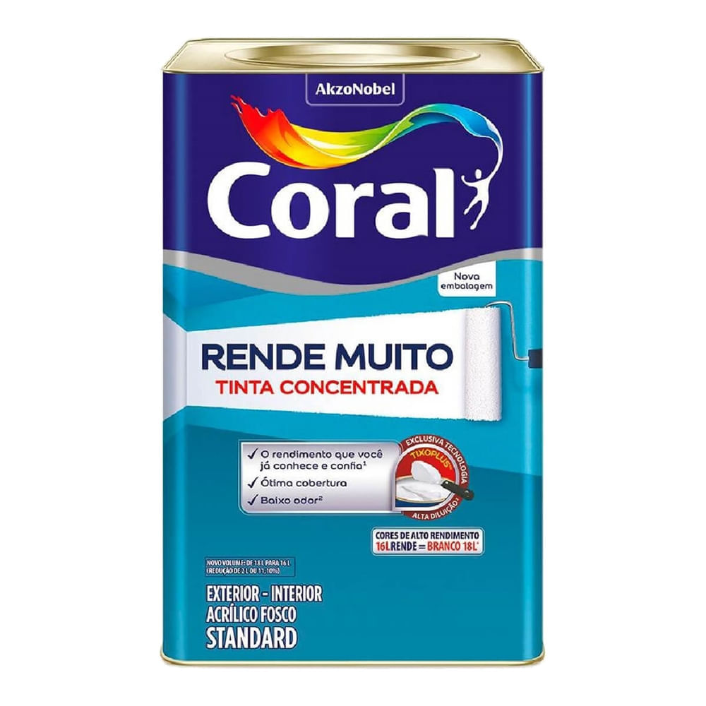 Tinta Acrílica Fosca Rende Muito Pérola 16 Litros - 5763584 - Coral Coral