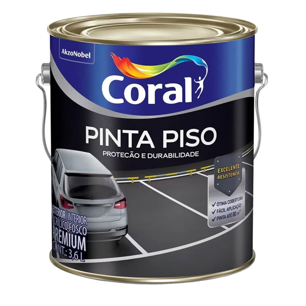 Tinta Acrílica Premium Para Piso Fosco Preto 3,6 Litros - Coral Coral