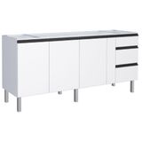 Gabinete Em Aço Gaia Branco Para Pias De 2,00 Metro Com 4 Portas E 3 Gavetas - P101305 - Cozimax Cozimax