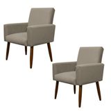 Kit Poltrona Recepção Pés Madeira Nina Cappuccino