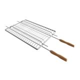 Grelha Dupla Aramada Para Churrasco E Peixe Em Aço Cromado 84x35 Cm