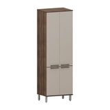 Paneleiro Duplo 70cm 4 Portas Luna Luciane Móveis Nogueira Dourado-cinammon