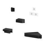 Kit Banheiro 4 Peças Saboneteira + Porta Papel Higiênico + Porta Shampoo + Gancho + Adesivos Preto Ou