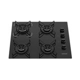 Cooktop 4 Bocas Itatiaia A Gás Em Aço Inox E Mesa Vidro Temperado Essencial Preto - Bivolt