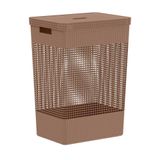 Cesto De Roupa Grid Marrom Amêndoa 49 L Com Tampa 38 X 28 X 55,2 Cm Ou