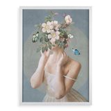 Quadro Decorativo Mulher Flores - Desabroche 45x34cm - Vidro