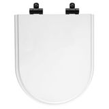 Tampa De Vaso Poliéster Com Fechamento Lento Level Branco Para Louça Deca Com Ferragem Preta